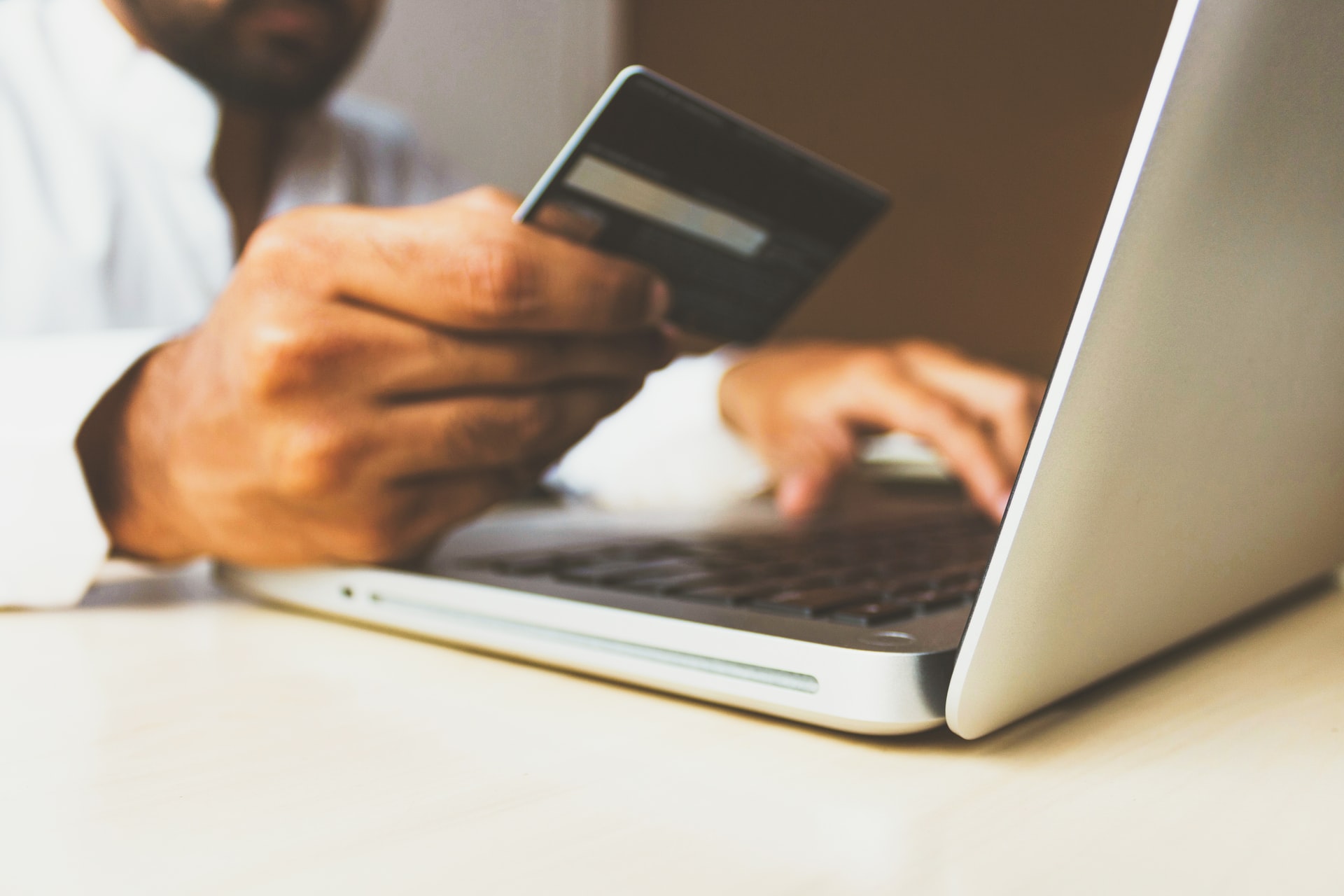 customer safely checking out with online payment system